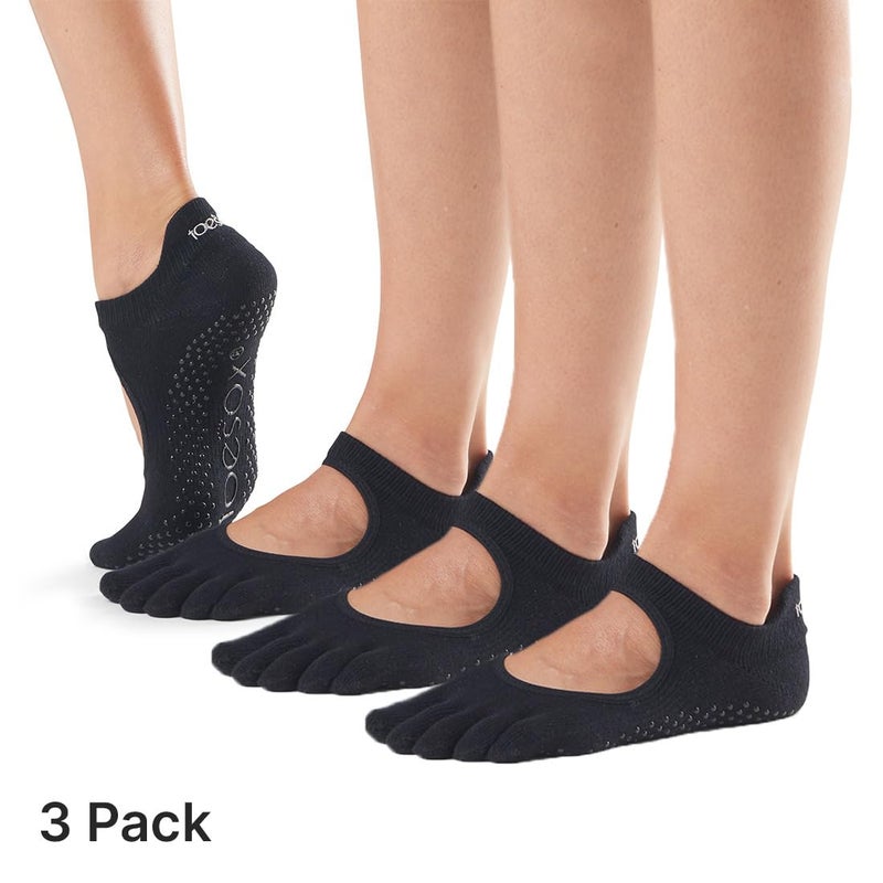 toesox Women's Bellarina Full Toe Grip Socks, Multi Pack - Non-Slip Pilates Socks with Grip - Yoga, Barre - Image 2